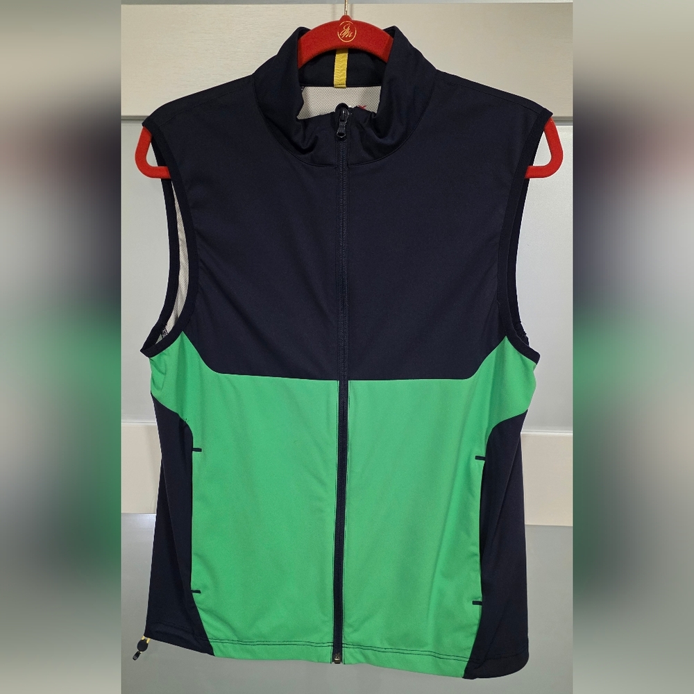 Sleeveless Zip Front Athletic Top - Black & Bright Green